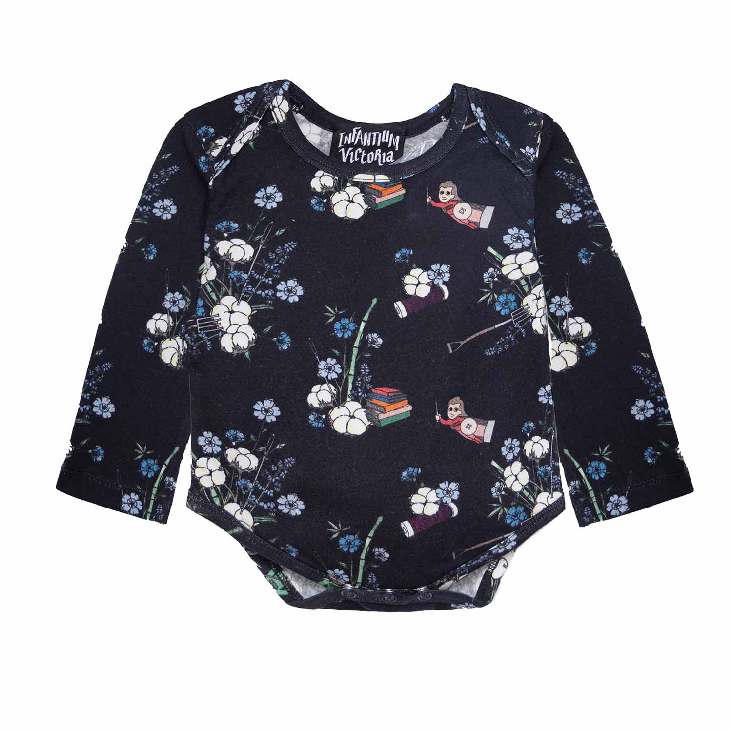 Floral Black Baby Onesie